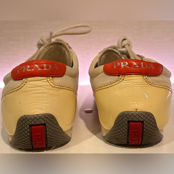 Ladies Prada Vintage White & Coral Distressed Sneaker w Dust Bag - HOST PICK - Picture 10 of 16